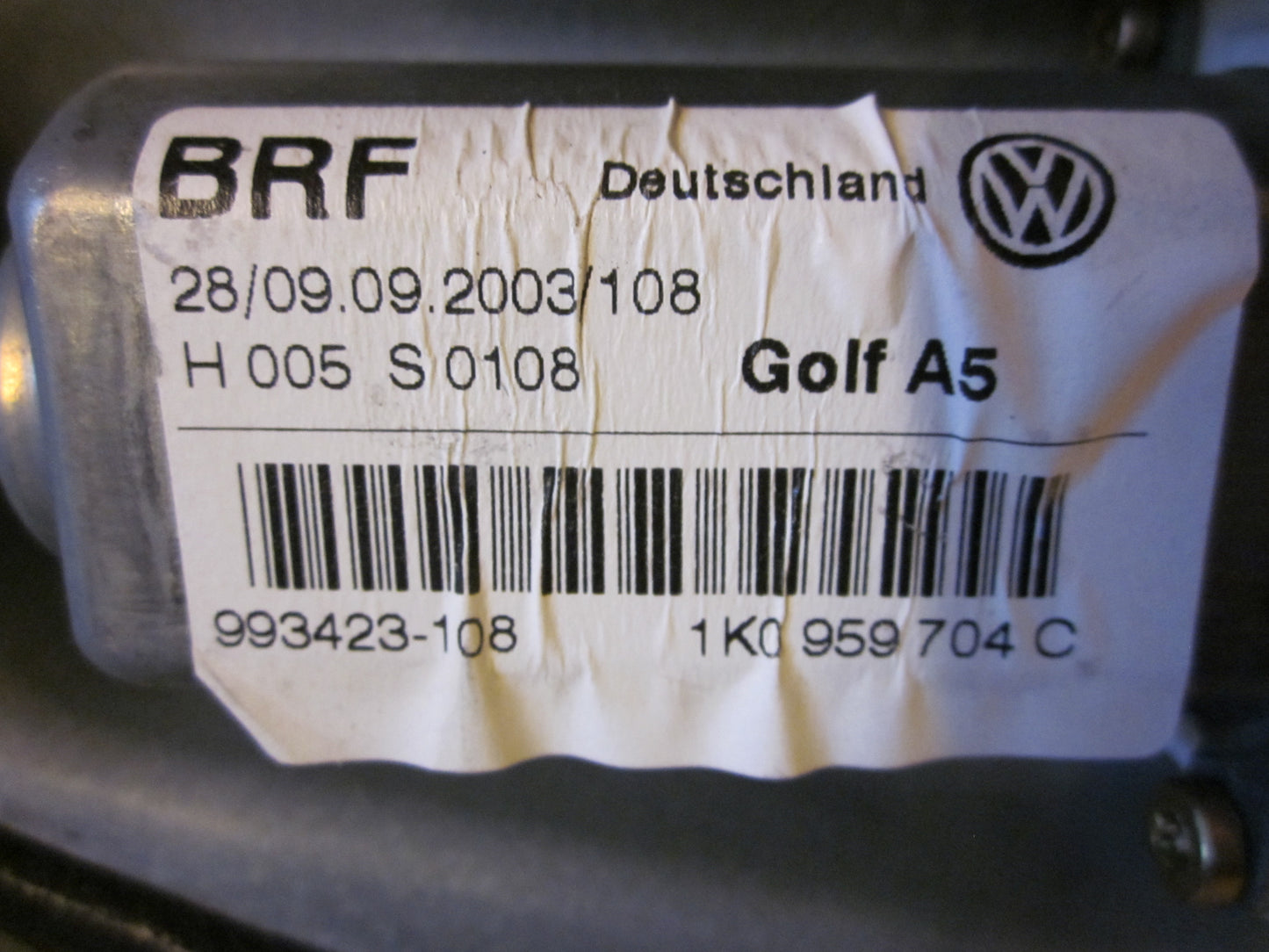 Brugt VW Golf 5 1K (04-08) Rudemotor - Rudehejs med kun 233.000 Km. fra Autogenbrug / Autoophug